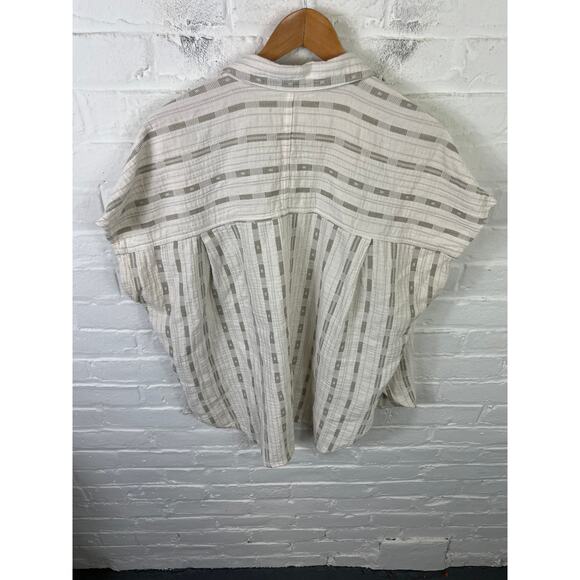 Madewell Women's Button-UP Shirt Short Sleeves Striped Gray White Size Large - Picture 8 of 9